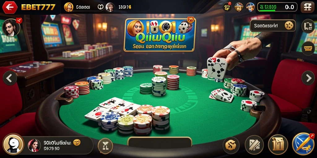 Screenshot EBET777 menampilkan gameplay QiuQiu yang seru.
