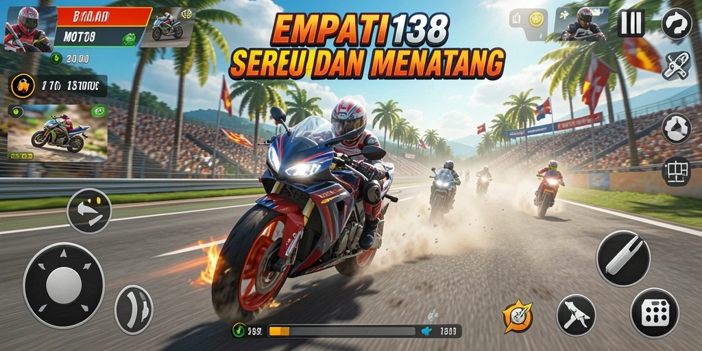 Tangkapan layar gameplay EMPATI138 yang memperlihatkan adu kecepatan motor.