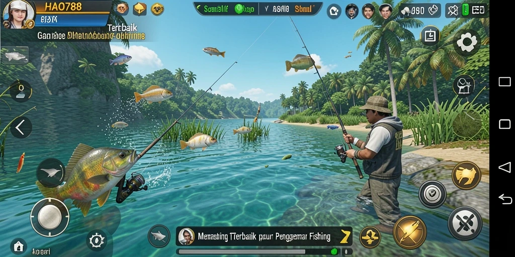 Screenshot gameplay HAO788 menampilkan aksi memancing yang seru dan grafis menawan.