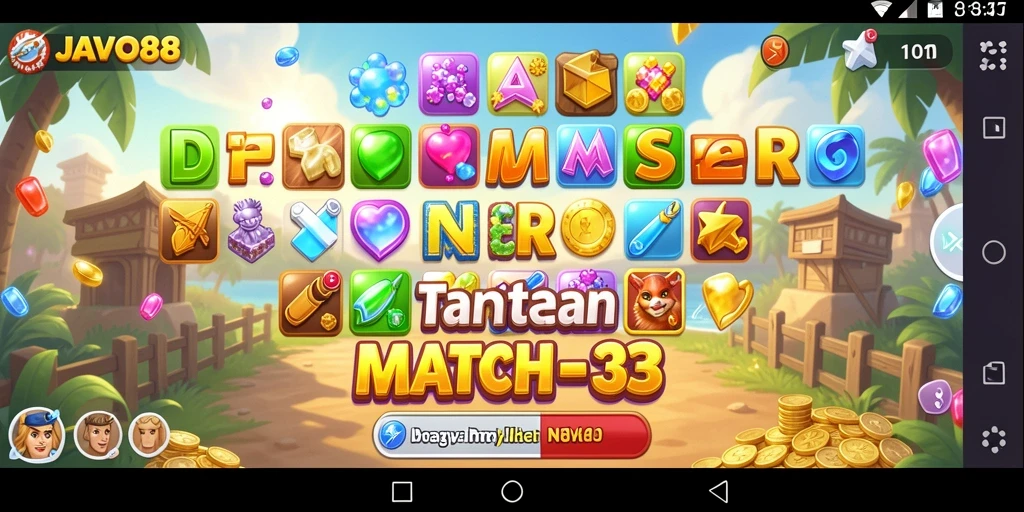 Tampilan gameplay seru dari JAVO88 dengan berbagai kombinasi Match-3.