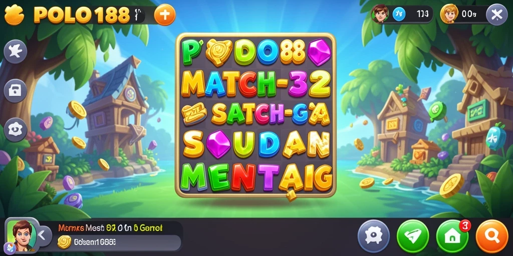 Tangkapan layar POLO188 menunjukkan suasana seru gameplay Match-3.