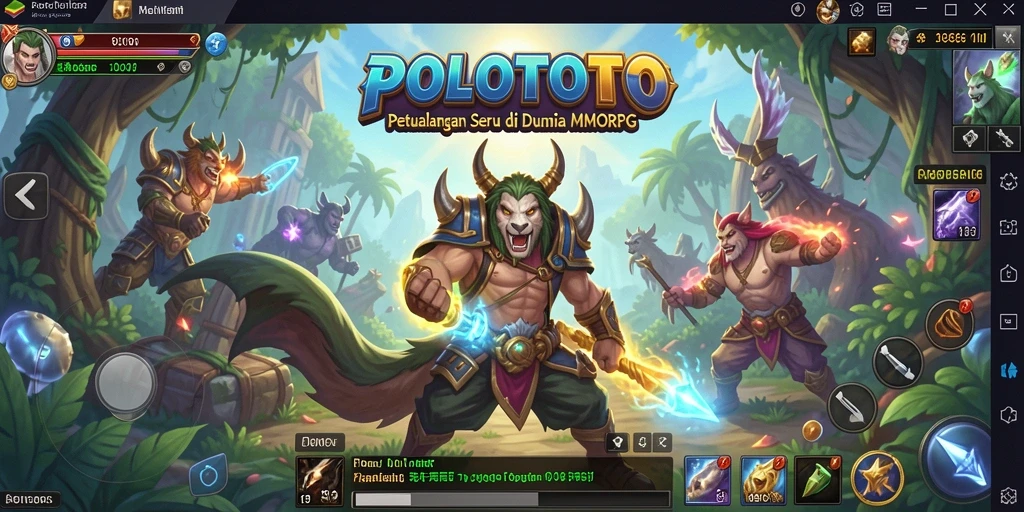 Screenshot utama POLOTOTO menampilkan aksi seru dalam gameplay MMORPG.