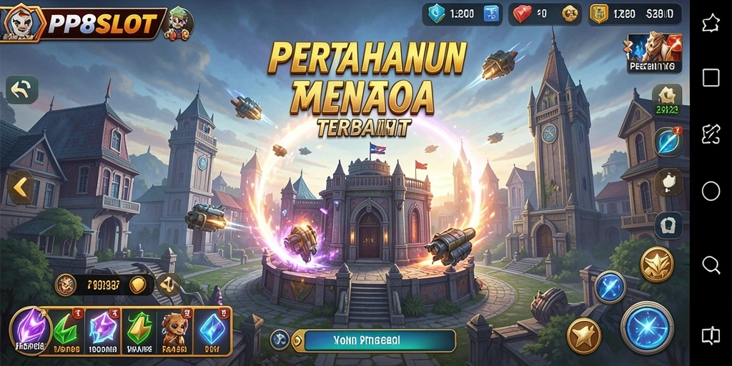 Gameplay intens di PP8SLOT dengan menara strategi.