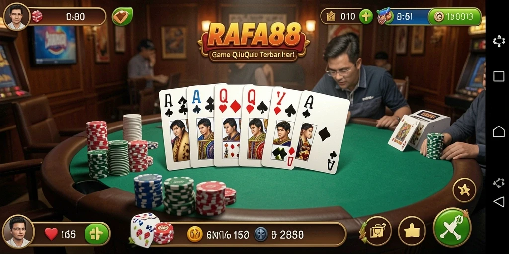 Tampilan gameplay QiuQiu yang mendebarkan di RAFA88.