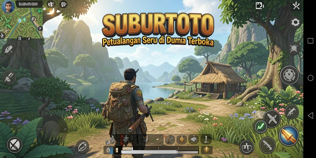 Gameplay SUBURTOTO yang menampilkan dunia terbuka yang luas.