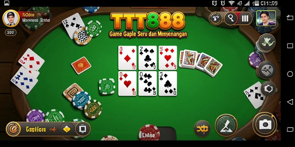 Tampilan gameplay menegangkan dari TTT888 saat bermain Gaple.